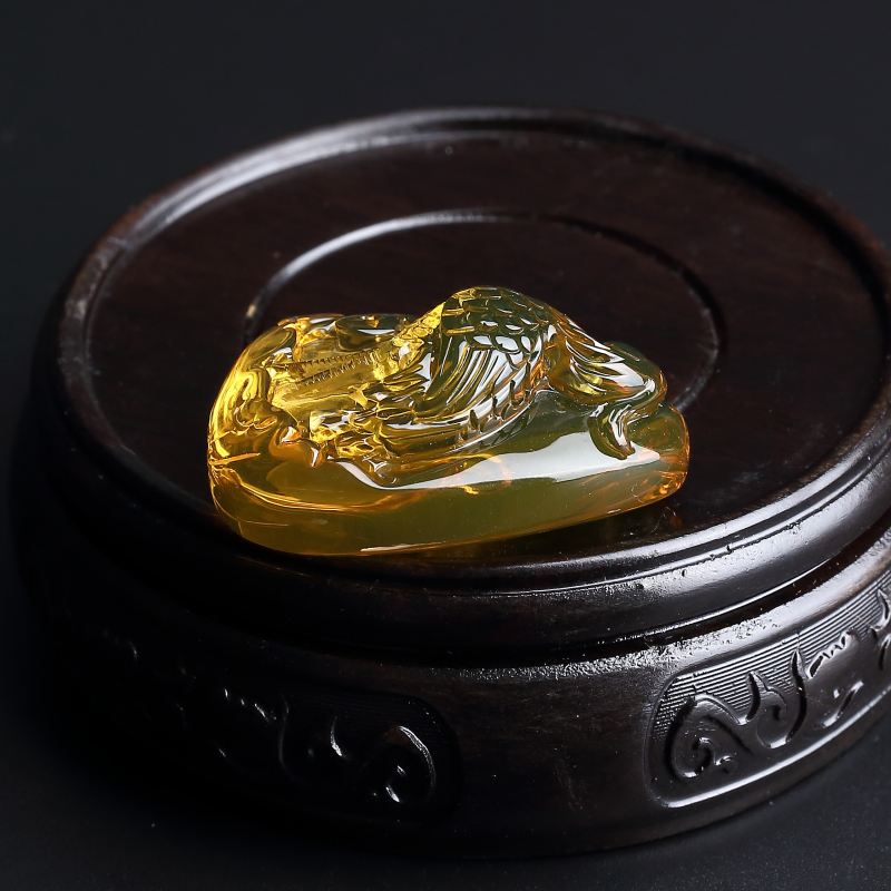 高蓝净水墨西哥蓝珀吊坠-红掌柜