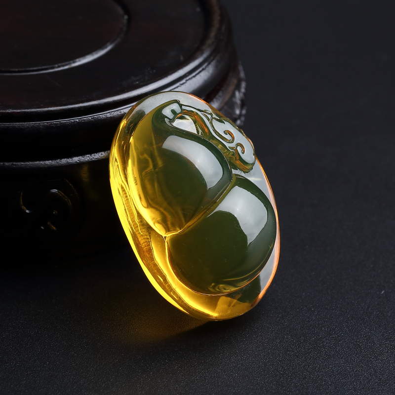 净水墨西哥蓝珀葫芦吊坠-红掌柜