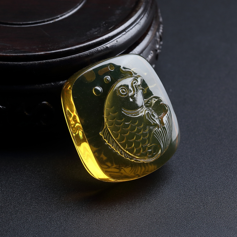 净水墨西哥蓝珀鲤鱼吊坠-红掌柜