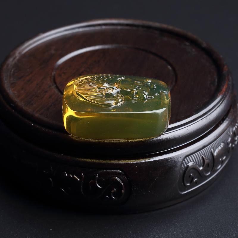 高蓝净水墨西哥蓝珀吊坠-红掌柜