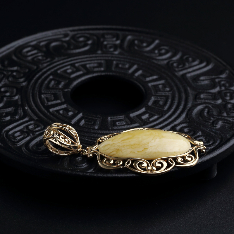 银镀金镶满蜜黄白蜜蜡吊坠-红掌柜