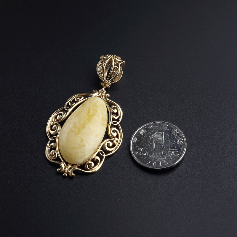 天然满蜜黄白蜜蜡吊坠-红掌柜