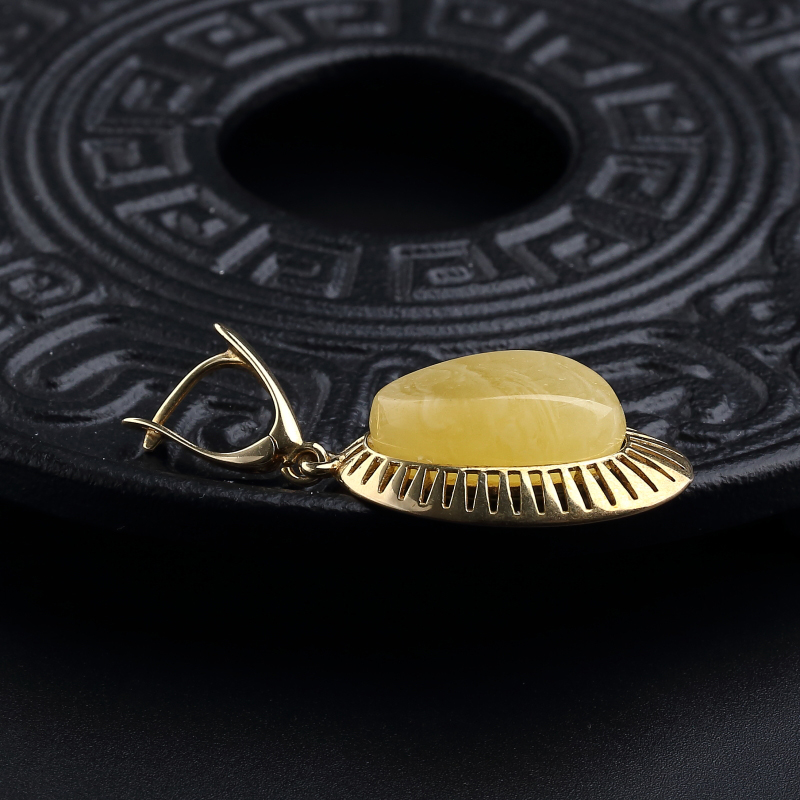 银镀金镶鸡油黄蜜蜡吊坠-红掌柜