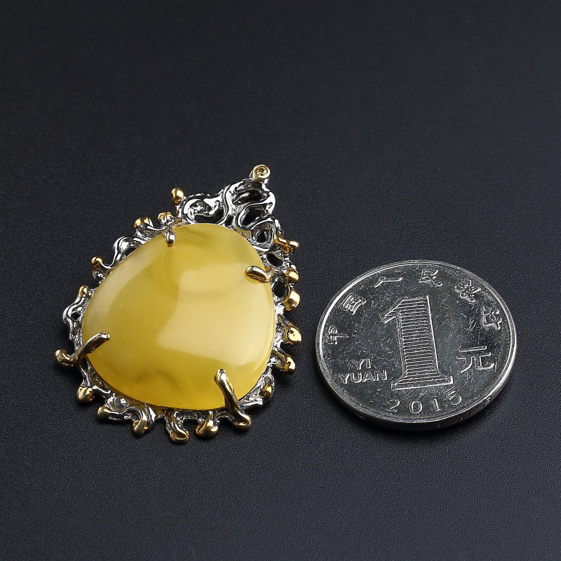 鸡油黄蜜蜡吊坠-红掌柜