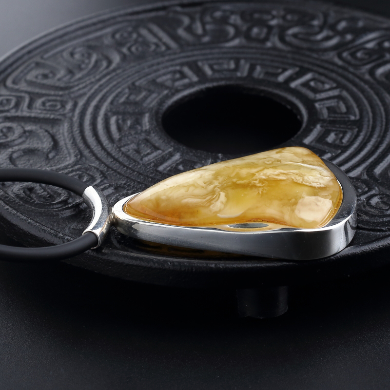 银镀金镶天然黄白蜜蜜蜡吊坠-红掌柜