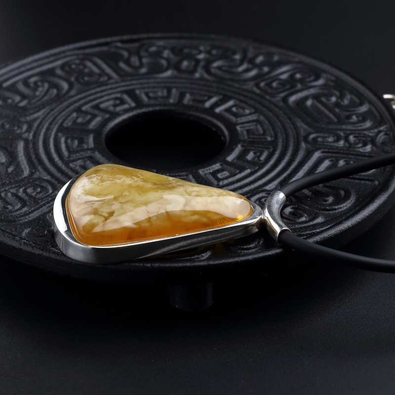 银镀金镶波罗的海天然蜜蜡吊坠-红掌柜