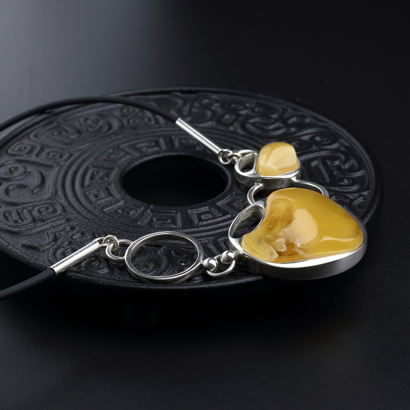 银镀金镶波罗的海天然蜜蜡吊坠-红掌柜