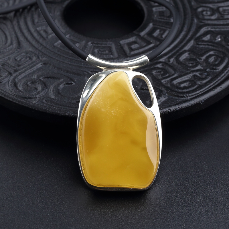 银镀金镶波罗的海天然鸡油黄蜜蜡吊坠-红掌柜