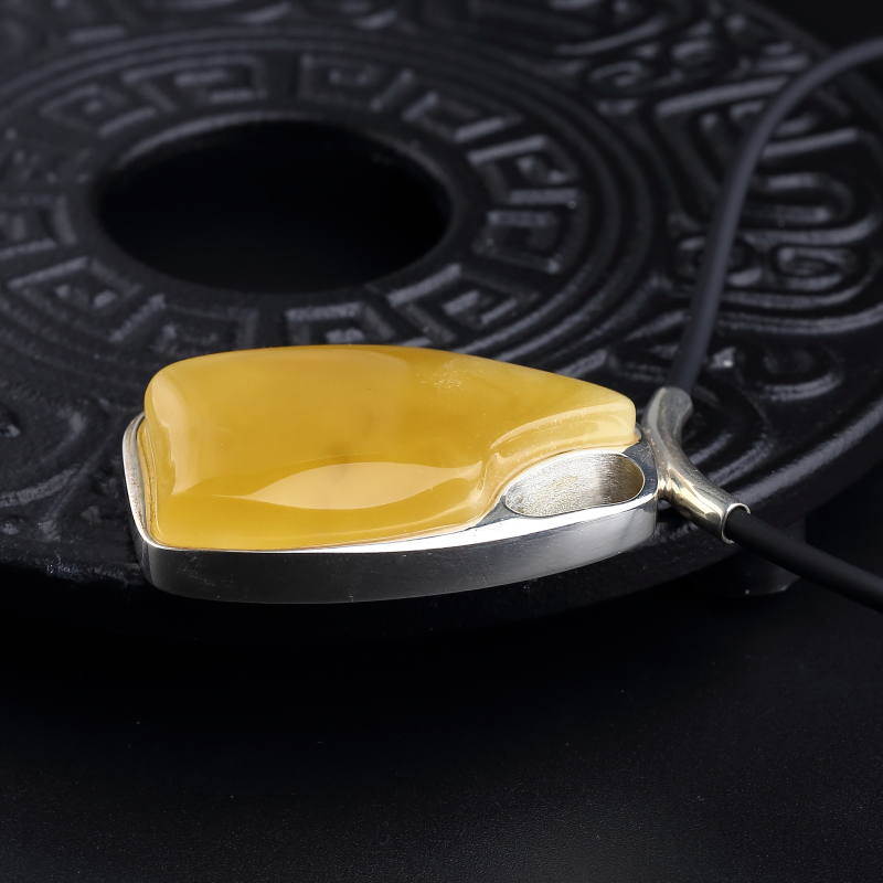 银镀金镶鸡油黄蜜蜡吊坠-红掌柜