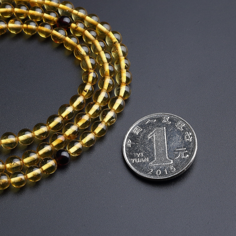 5.5mm虫珀佛珠手串-红掌柜