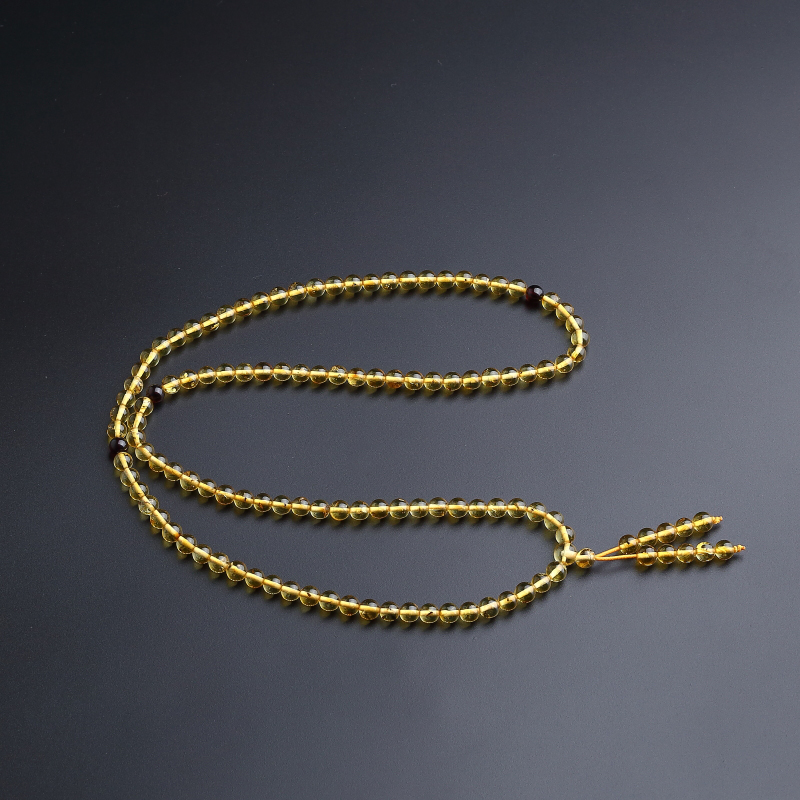 5mm天然虫珀佛珠手串-红掌柜