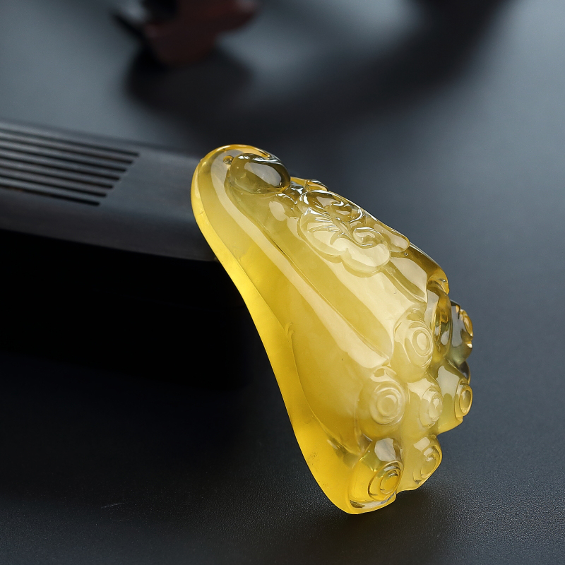 天然金包蜜蜜蜡连生贵子吊坠-红掌柜