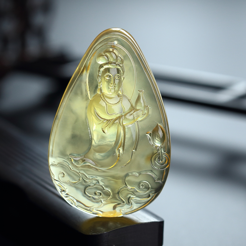 波罗的海天然金珀观音吊坠-红掌柜