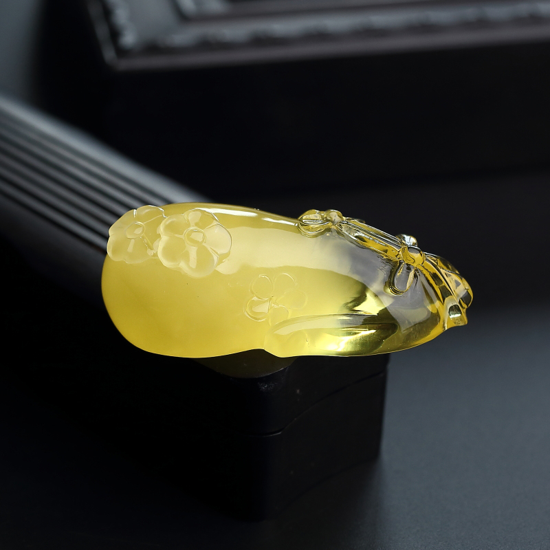 波罗的海天然金包蜜蜜蜡吊坠-红掌柜