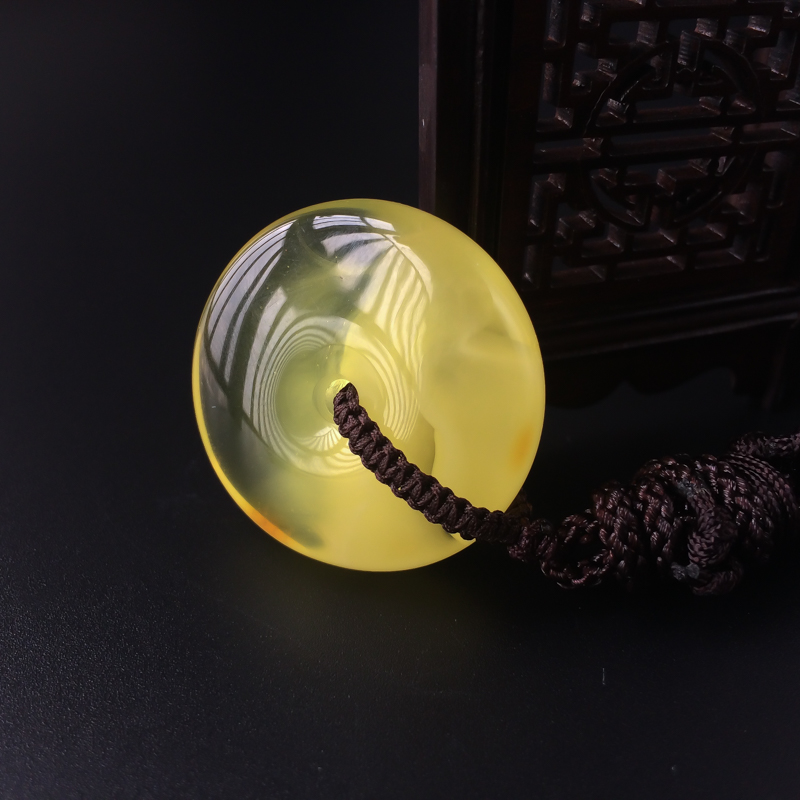 天然金包蜜蜜蜡平安扣吊坠-红掌柜