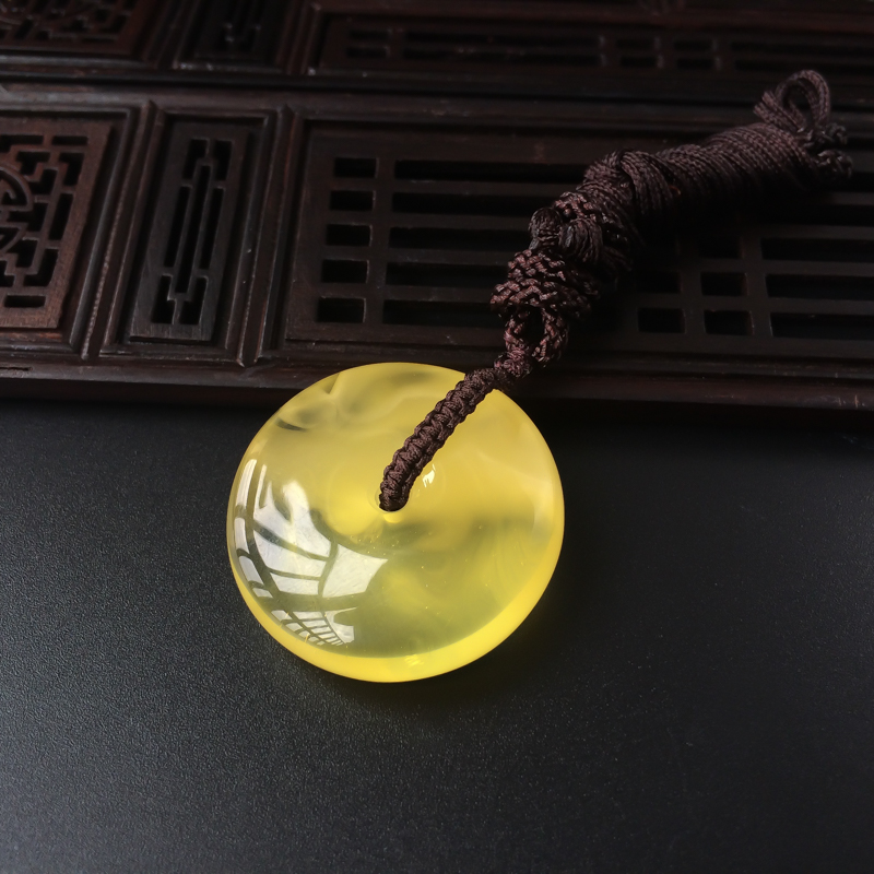 波罗的海金包蜜蜜蜡平安扣吊坠-红掌柜
