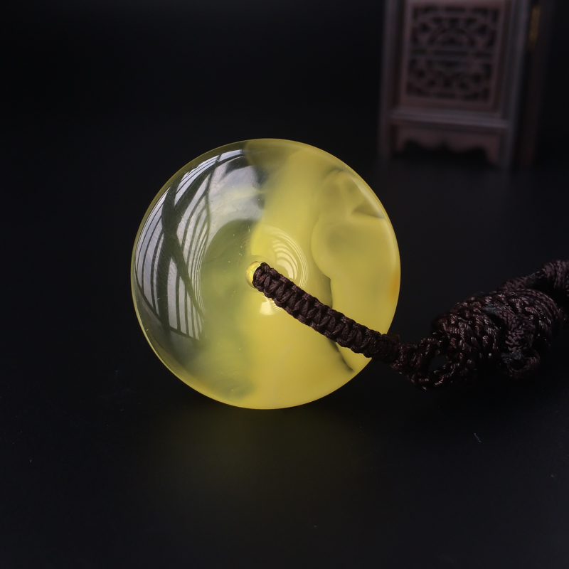 波罗的海天然金包蜜蜜蜡平安扣吊坠-红掌柜