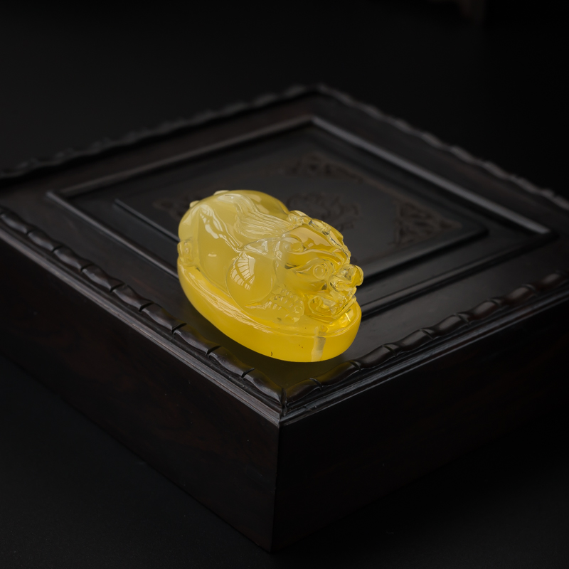 天然金包蜜柠檬黄蜜蜡貔貅吊坠 - 红掌柜