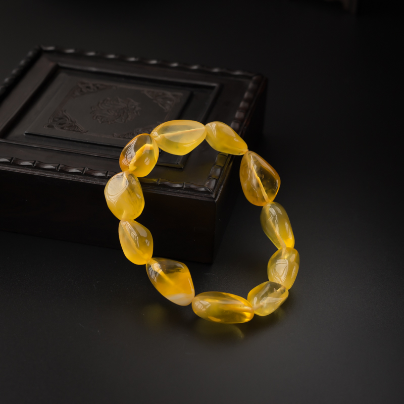 金包蜜鸡油黄蜜蜡随形手串 - 红掌柜