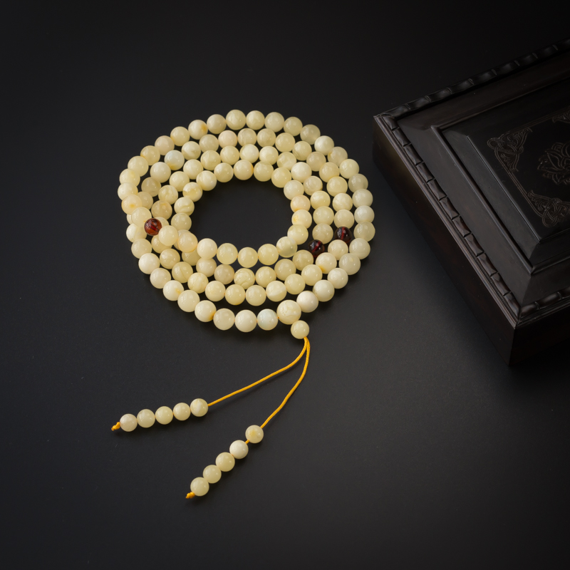 波罗的海天然白花蜜佛珠 - 红掌柜