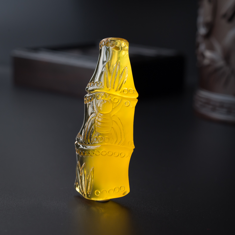 金包蜜鸡油红蜜蜡知足常乐吊坠 - 红掌柜