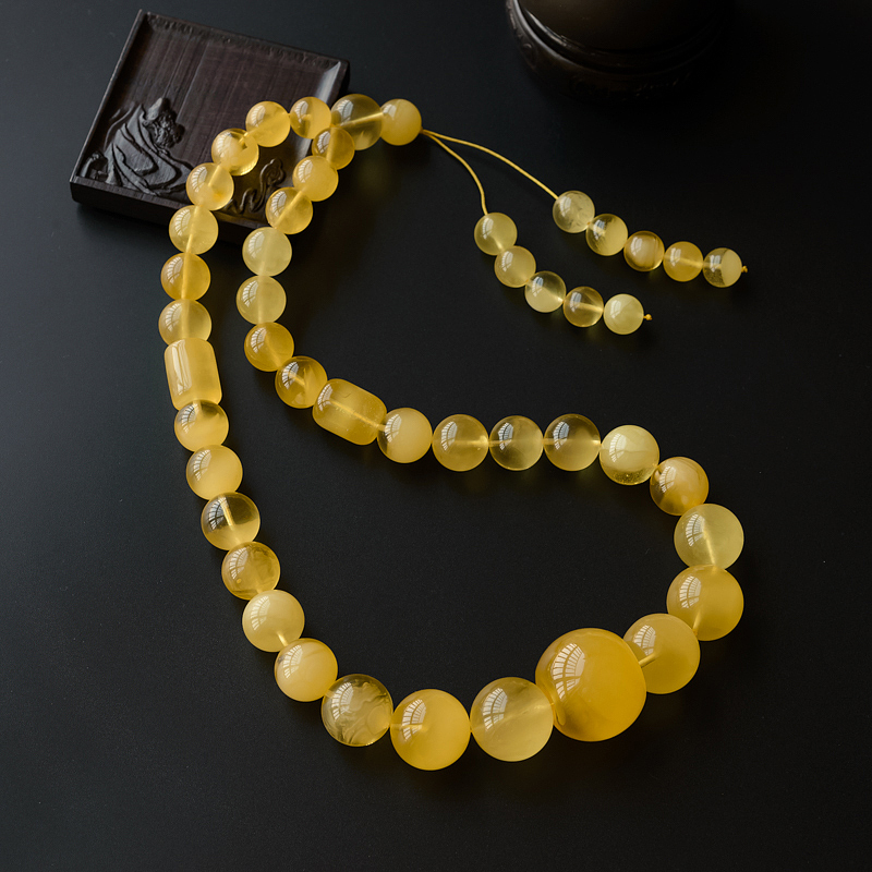 天然金包蜜鸡油黄蜜蜡塔链 - 红掌柜