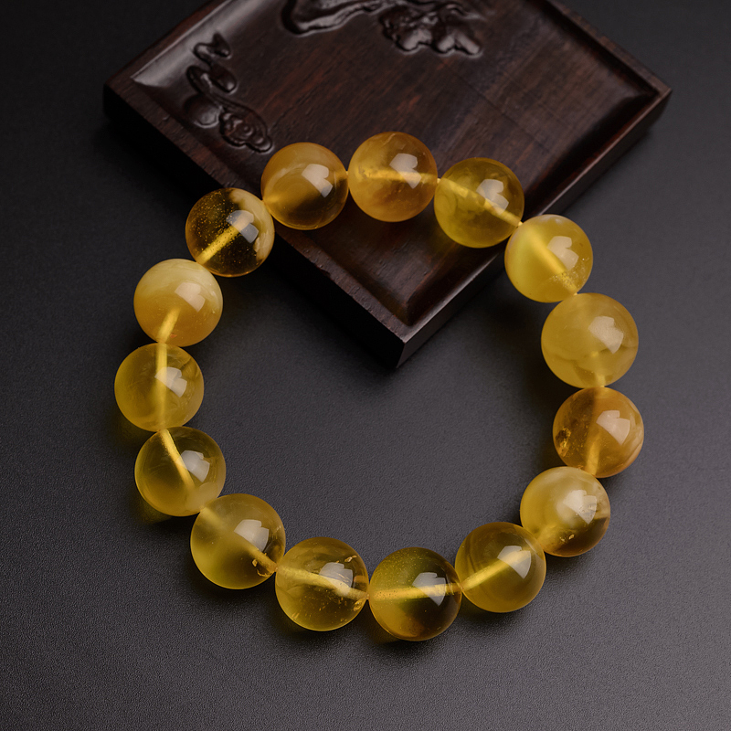 波罗的海天然金包蜜鸡油黄蜜蜡手串 - 红掌柜