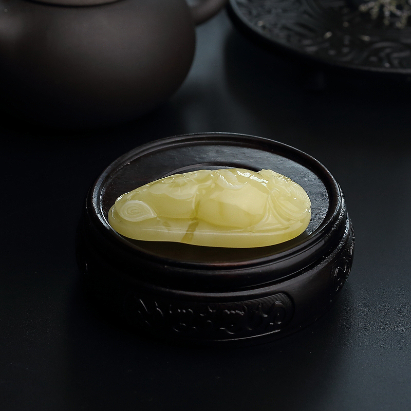 柠檬黄蜜蜡福瓜吊坠-红掌柜