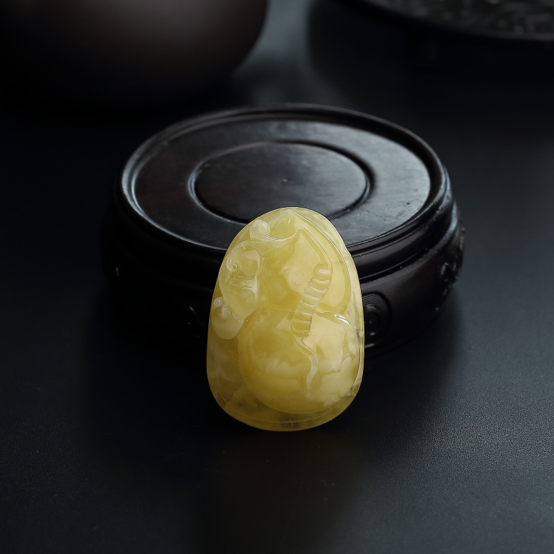 波罗的海天然柠檬黄蜜蜡福瓜吊坠-红掌柜