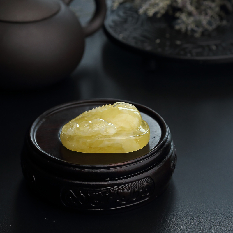 柠檬黄蜜蜡福瓜吊坠-红掌柜