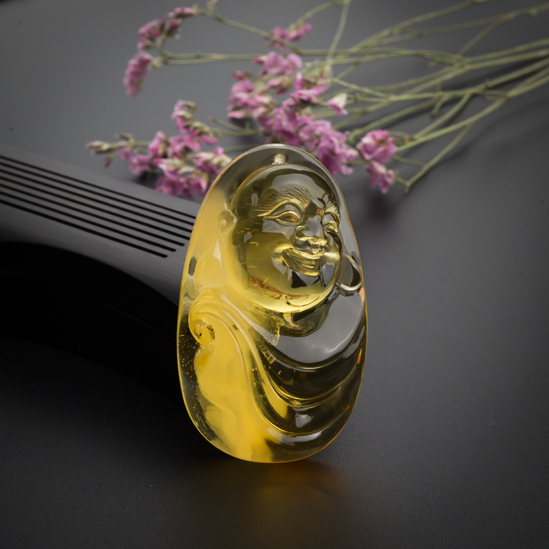 金包蜜鸡油黄蜜蜡弥勒佛吊坠-红掌柜