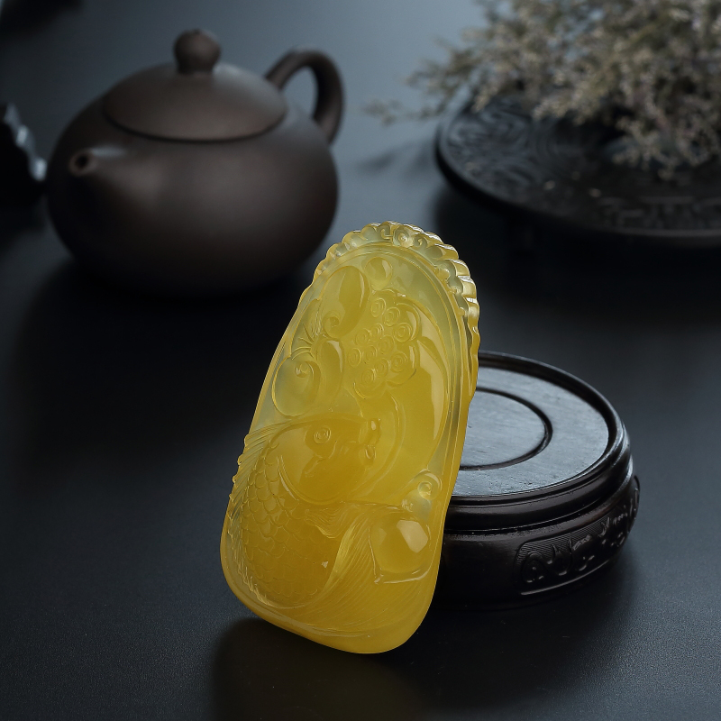 鸡油黄蜜蜡吊坠-红掌柜