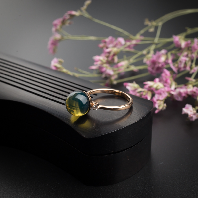 金镶多米蓝珀戒指-红掌柜