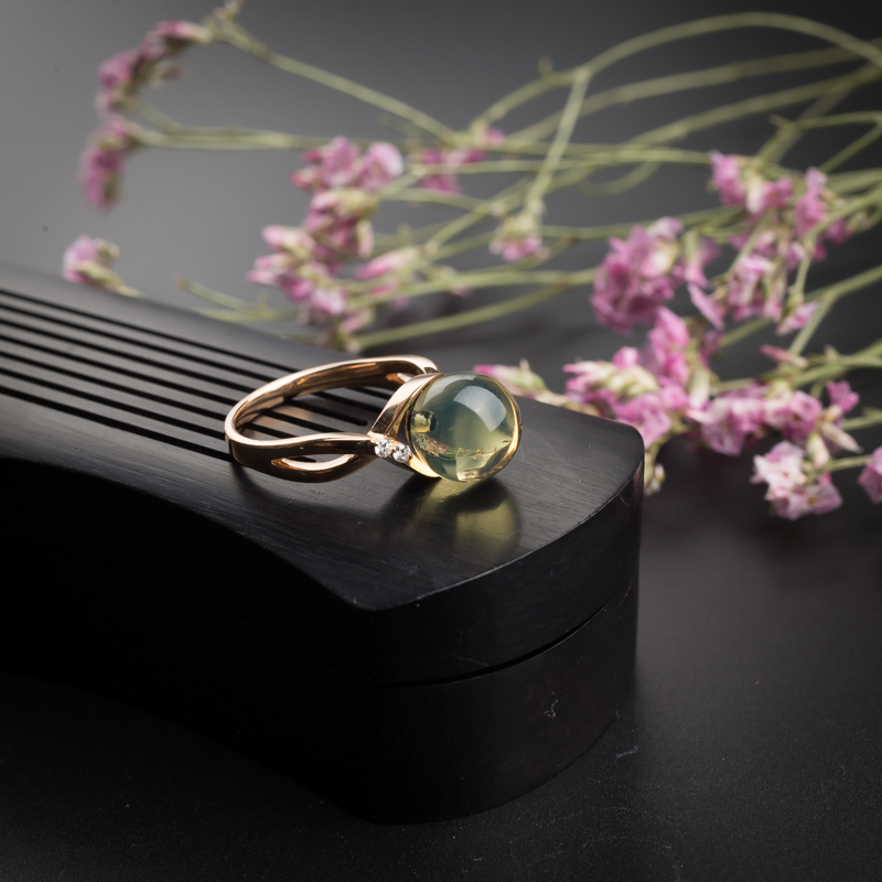 K金镶多米蓝珀戒指-红掌柜