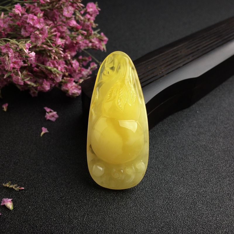 鸡油黄蜜蜡葫芦吊坠 - 红掌柜