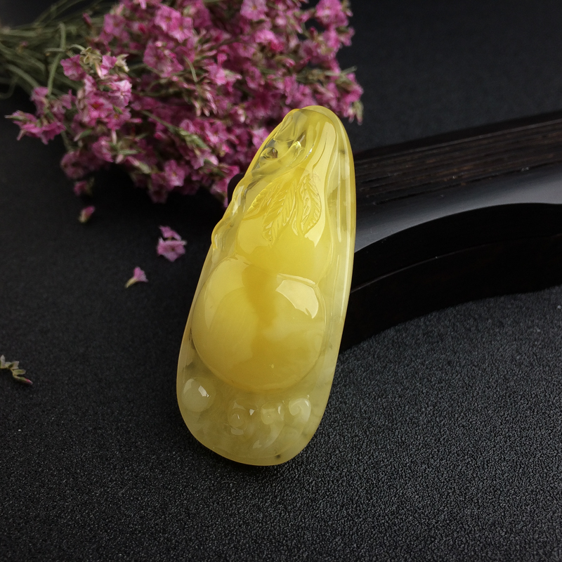 天然鸡油黄蜜蜡葫芦吊坠 - 红掌柜