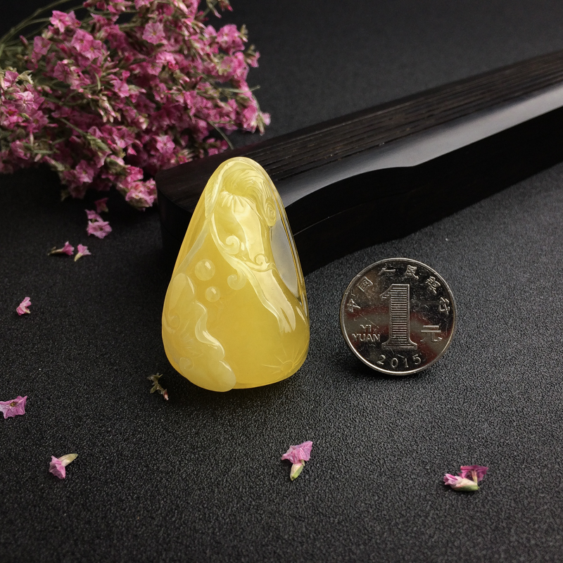 天然波罗的海鸡油黄蜜蜡福瓜吊坠 - 红掌柜