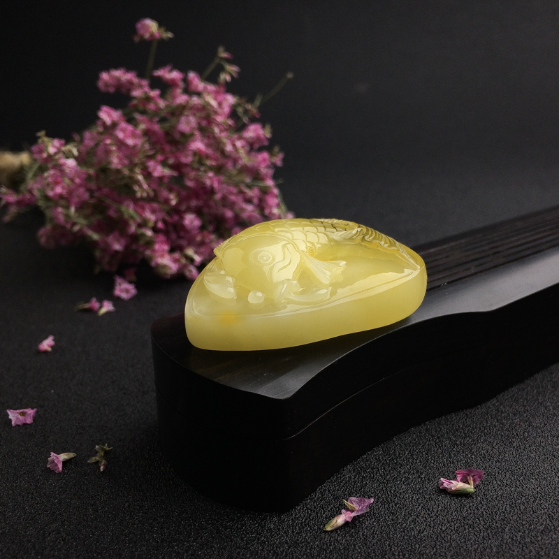 波罗的海鸡油黄蜜蜡鱼吊坠 - 红掌柜