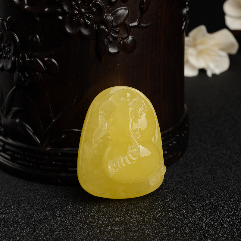 波罗的海天然满蜜鸡油黄蜜蜡葫芦吊坠-红掌柜