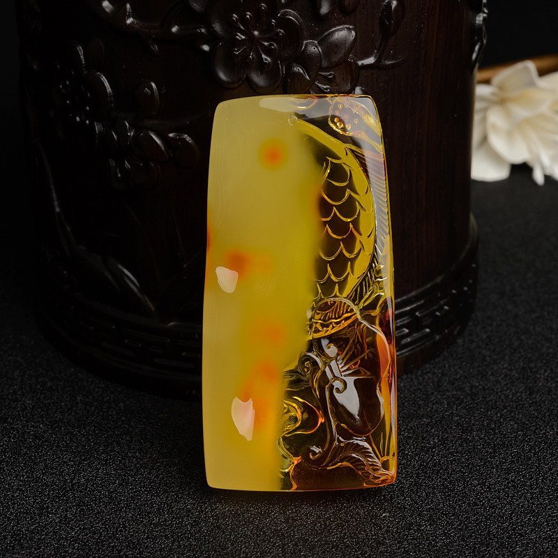 波罗的海天然鸡油黄蜜蜡一品清廉吊坠-红掌柜