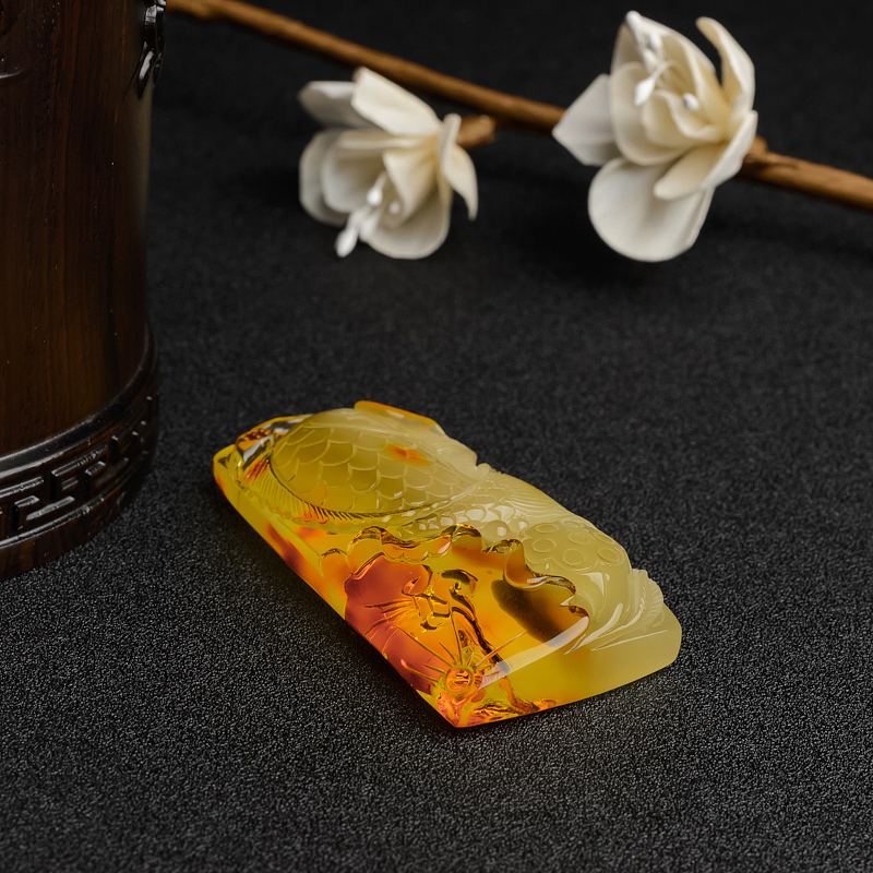 金包蜜鸡油黄蜜蜡一品清廉吊坠-红掌柜