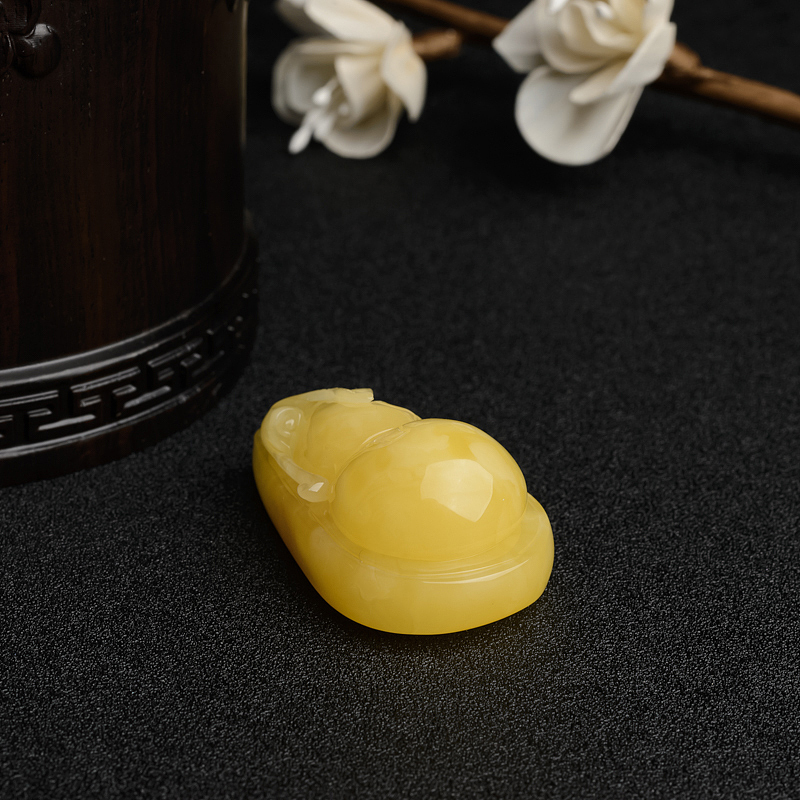 波罗的海满蜜鸡油黄蜜蜡葫芦吊坠-红掌柜