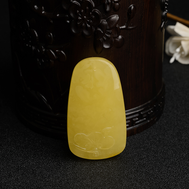 波罗的海天然鸡油黄蜜蜡一品清廉吊坠-红掌柜