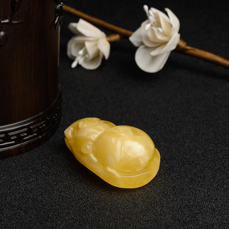 波罗的海天然满蜜黄白蜜蜜蜡吊坠-红掌柜