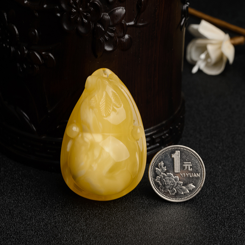 满蜜黄白蜜蜜蜡葫芦吊坠-红掌柜