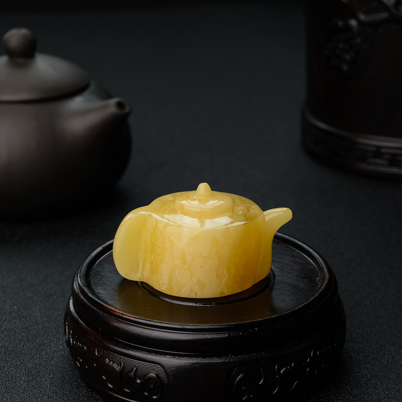 黄白蜜蜜蜡水壶摆件 - 红掌柜