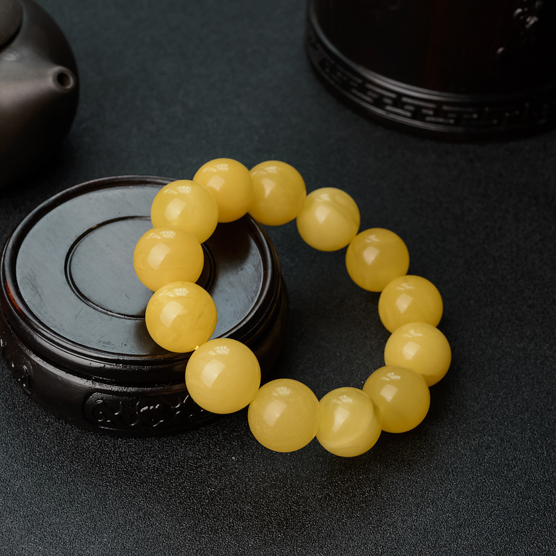 鸡油黄蜜蜡手串 - 红掌柜