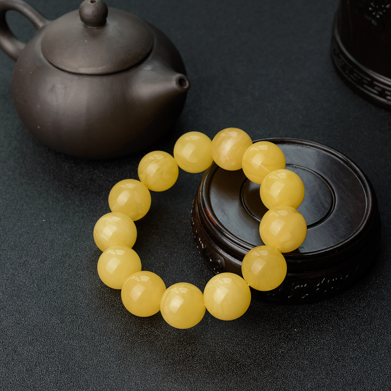 天然鸡油黄蜜蜡手串 - 红掌柜