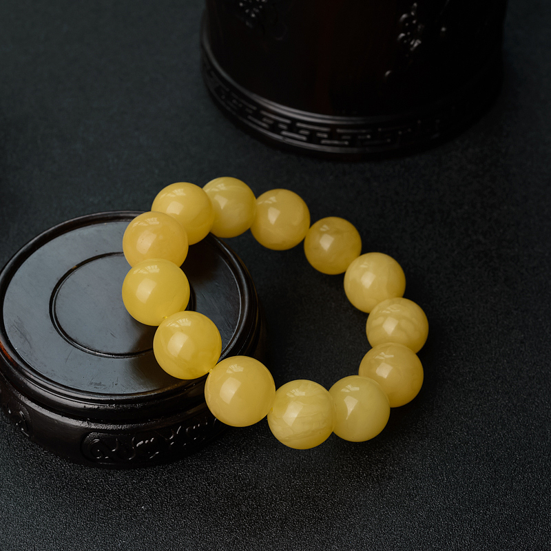 鸡油黄蜜蜡手串 - 红掌柜