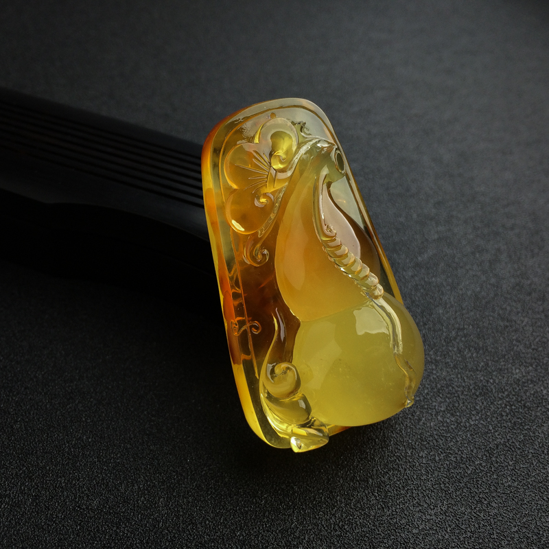 天然金包蜜鸡油黄蜜蜡葫芦吊坠 - 红掌柜